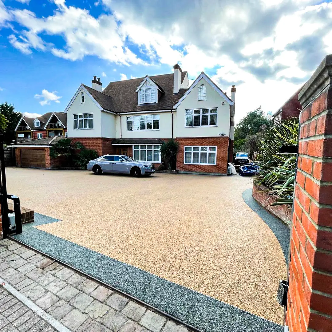 Gold Resin Bound Driveway — Weybridge Victorian Detached